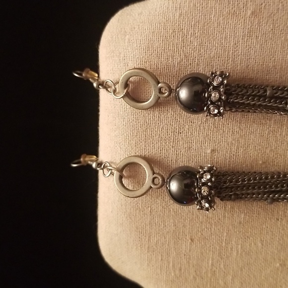 Gunmetal Grey Tassel Earrings - Picture 2 of 3
